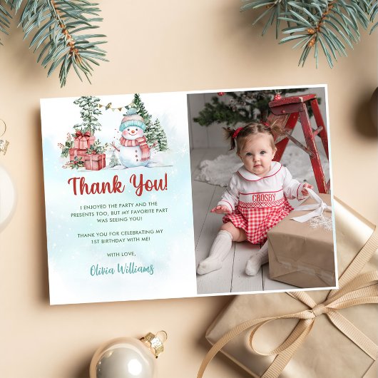 Kerstman Verjaardagsfeest Foto Bedankkaart