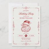  Kerstman verjaardagsuitnodiging Kaart (Voorkant)