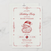 Kerstman verjaardagsuitnodiging Kaart (Voorkant / Achterkant)