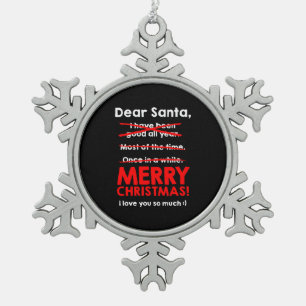 Kerstman Verlanglijstje Kerstcadeau Kerstmis Tin Sneeuwvlok Ornament