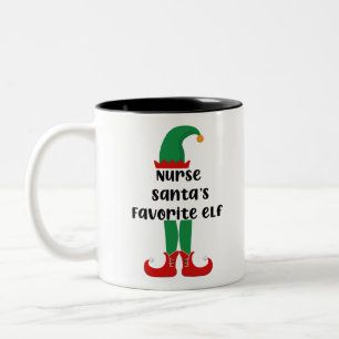 Kerstman verpleegster favoriete elf grappige verpl tweekleurige koffiemok