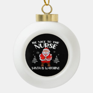 Kerstman Verpleegster Keramische Bal Ornament