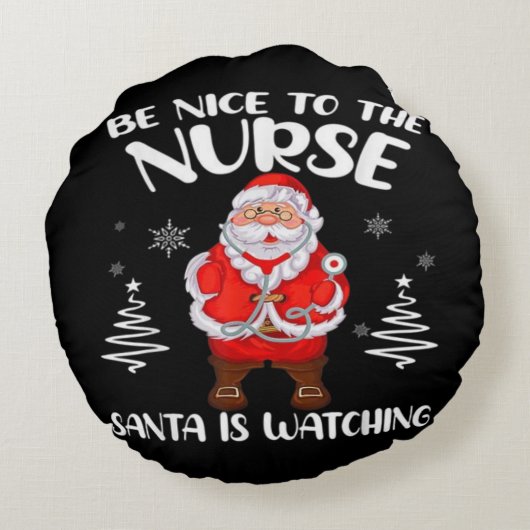 Kerstman Verpleegster Rond Kussen (Achterkant)