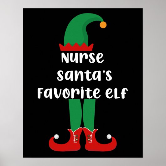 Kerstman-verpleegsters Favoriete Elf Grappige Verp Poster (Voorkant)