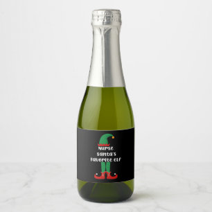 Kerstman-verpleegsters favoriete elf grappige verp sparkling wijnetiket