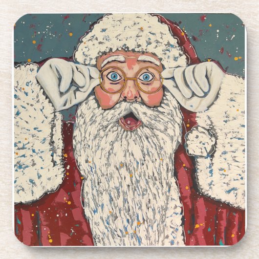 Kerstman verrast bier onderzetter (Voorkant)
