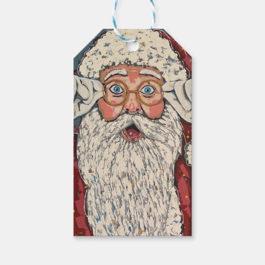 Kerstman Verrast Cadeaulabel (Voorkant)