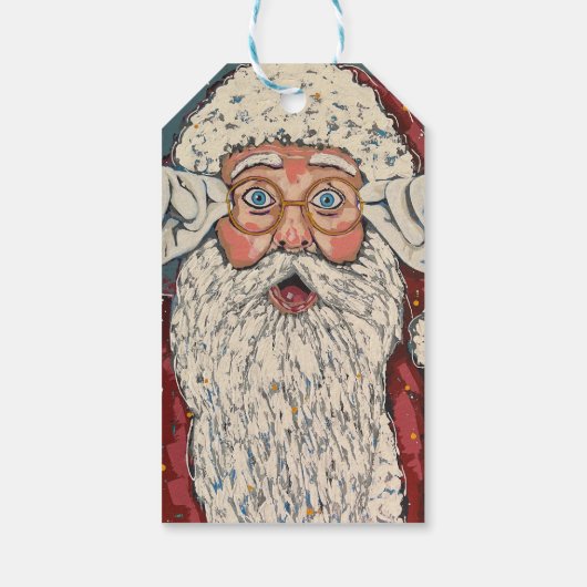 Kerstman Verrast Cadeaulabel (Achterkant)