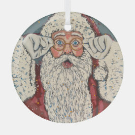 Kerstman verrast glas ornament
