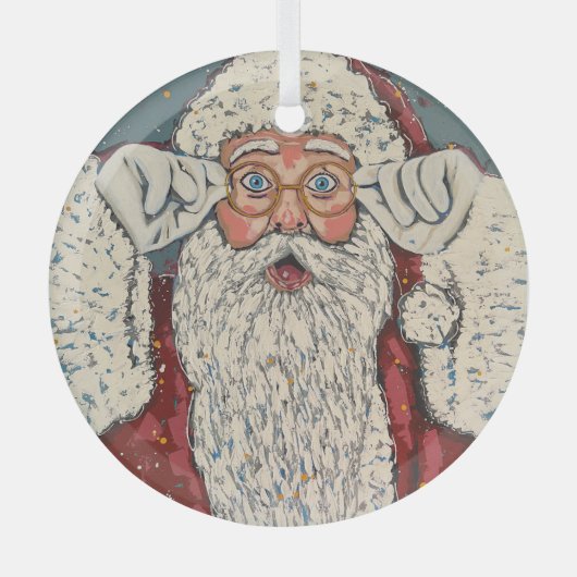 Kerstman verrast glas ornament (Voorkant)