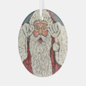 Kerstman verrast glas ornament (Voorkant links)