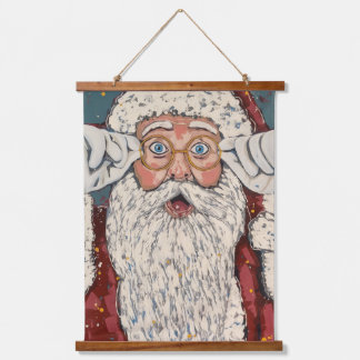 Kerstman verrast hangend wandkleed