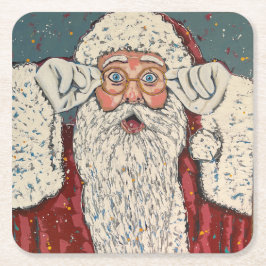 Kerstman verrast kartonnen onderzetters