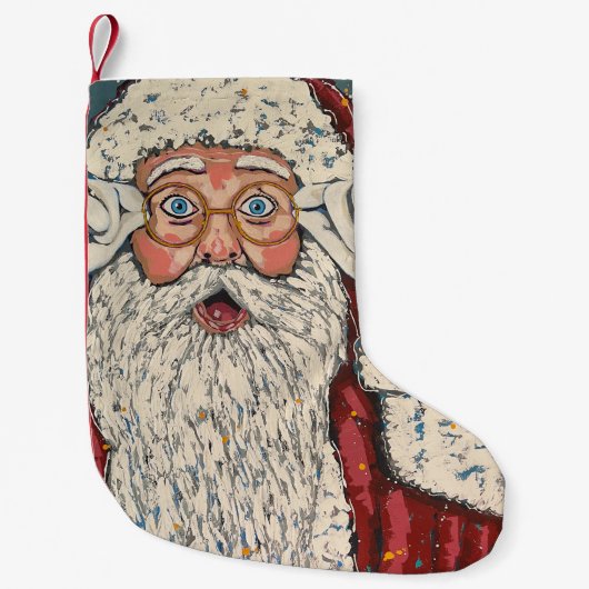 Kerstman verrast kleine kerstsok (Voorkant)