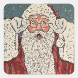Kerstman verrast vierkante sticker