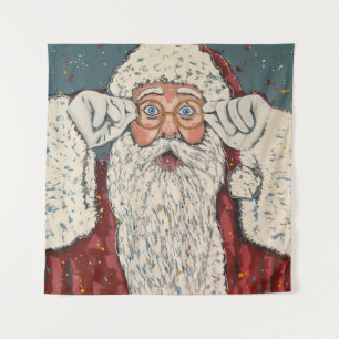 Kerstman verrast wandkleed
