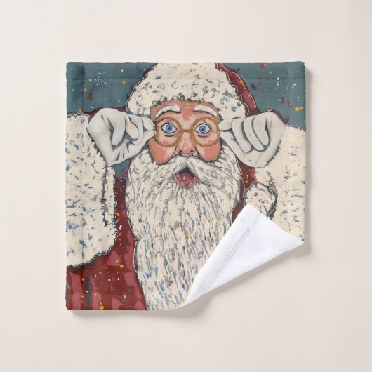 Kerstman verrast washandje (Wasdoekje)