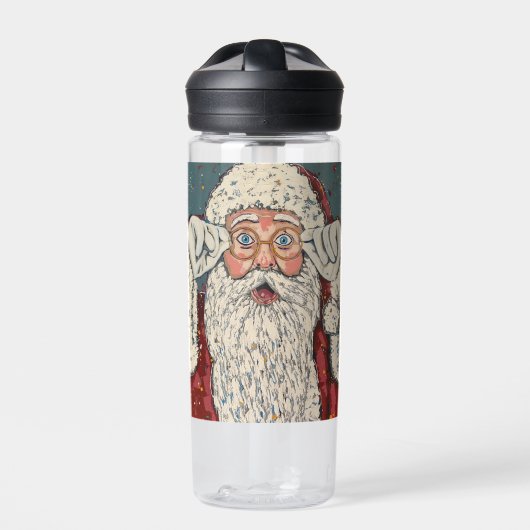 Kerstman verrast waterfles (Voorkant)