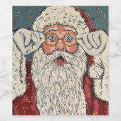 Kerstman Verrast Wijn Etiket (Enkel label)