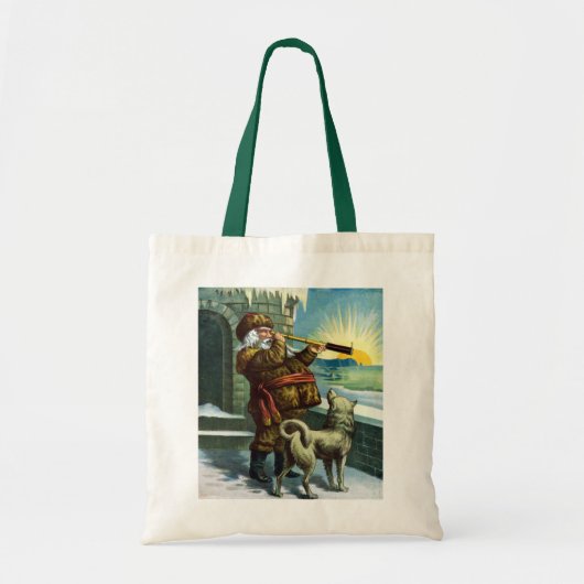 Kerstman verrekijker hond zonsondergang antiek tote bag (Voorkant)