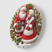 Kerstman versierde vakantie-elementen grote klok (Hoek)