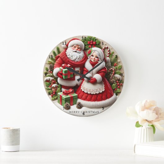 Kerstman versierde vakantie-elementen grote klok (Huis)