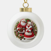 Kerstman versierde vakantie-elementen keramische bal ornament (Voorkant)
