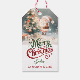 Kerstman versiert kerstboom Kerstcadeau label Cadeaulabel