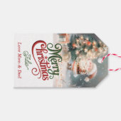 Kerstman versiert kerstboom Kerstcadeau label Cadeaulabel (Voorkant (Horizontaal))