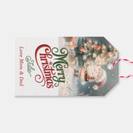 Kerstman versiert kerstboom Kerstcadeau label Cadeaulabel