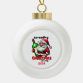 Kerstman verspreidt kerstsfeer keramische bal ornament (Voorkant)