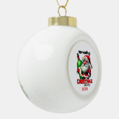 Kerstman verspreidt kerstvreugde keramische bal ornament (Links)