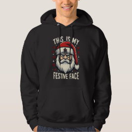 Kerstman verveelt zich feestelijk gezicht Kerstmis Hoodie
