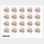 Kerstman Verzending Sticker | Pastel Roze & Gouden (Vel)
