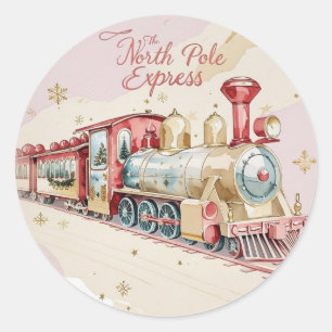 Kerstman Verzending Sticker Pastel Roze & Gouden
