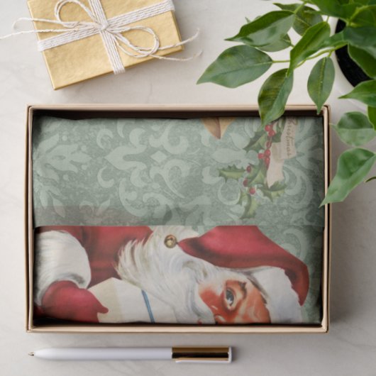 kerstman Victoriaans groen Tissuepapier (Geschenk)