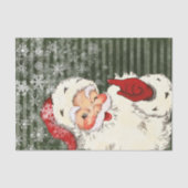 kerstman Victoriaans groene strepen Tissuepapier (Voorkant)