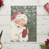  kerstman Victoriaans groene strepen Tissuepapier