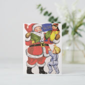 Kerstman, Victoriaans Kerstkaart Feestdagenkaart (Staand voorkant)