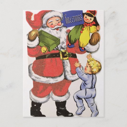 Kerstman, Victoriaans Kerstkaart Feestdagenkaart (Voorkant)