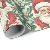 Kerstman Victoriaans Toile Christmas Cadeaupapier (Rol Hoek)