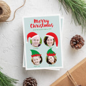 Kerstman Vier Foto Funny Holiday Kaart