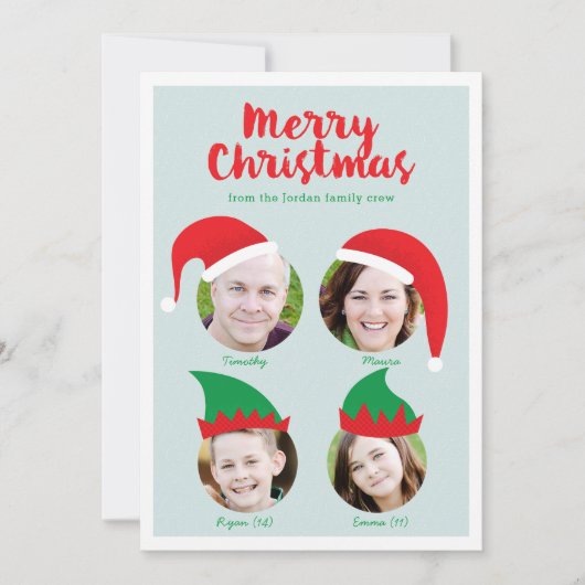 Kerstman Vier Foto Funny Holiday Kaart (Voorkant)