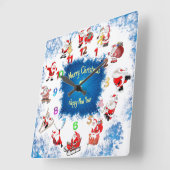 Kerstman Vierkante Klok (Hoek)