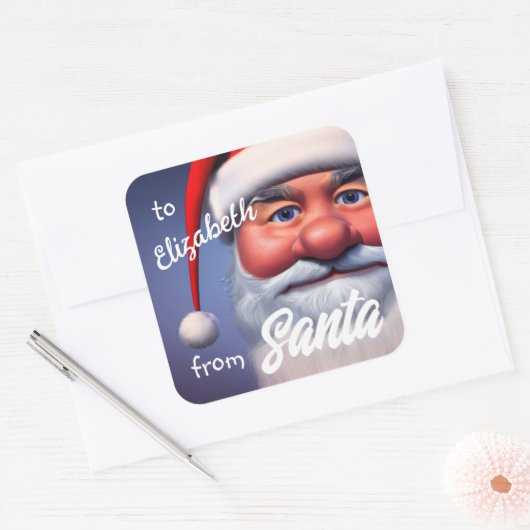 kerstman vierkante sticker (Envelop)