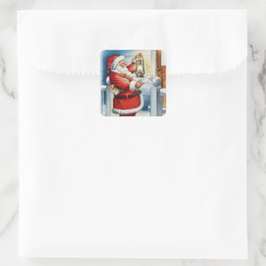  kerstman vierkante sticker (Tas)
