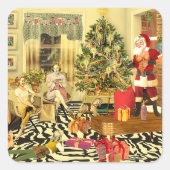 Kerstman Vierkante Sticker (Voorkant)