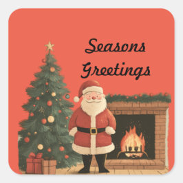 kerstman vierkante sticker