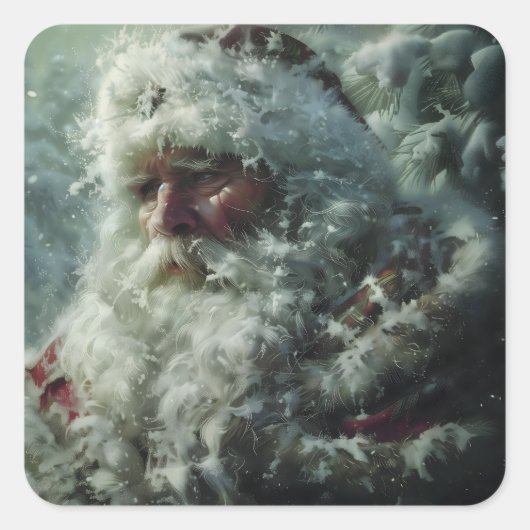 Kerstman Vierkante Sticker (Voorkant)