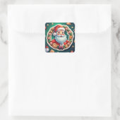 Kerstman Vierkante Sticker (Tas)